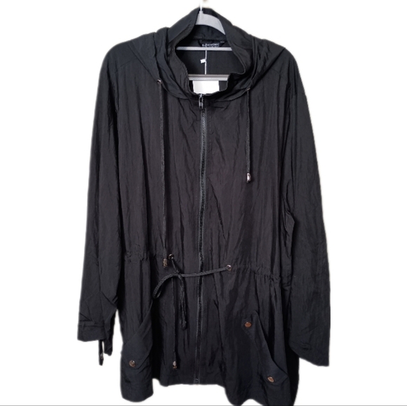 BloomChic Black Lightweight Hooded Jacket 22W-24W NWT - Picture 2 of 11